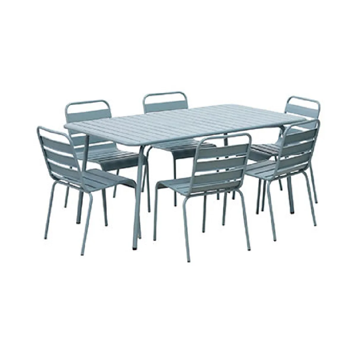 Ensemble table de jardin + 6 chaises BACA - Bleu gris