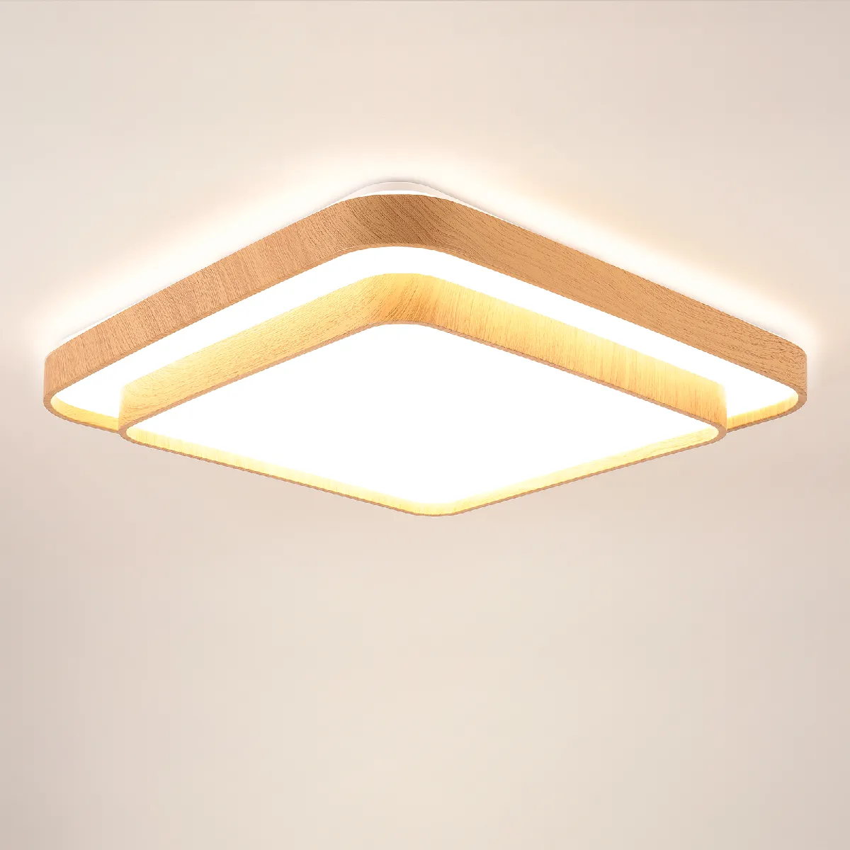 Stoex Plafonnier Carré En Bois
