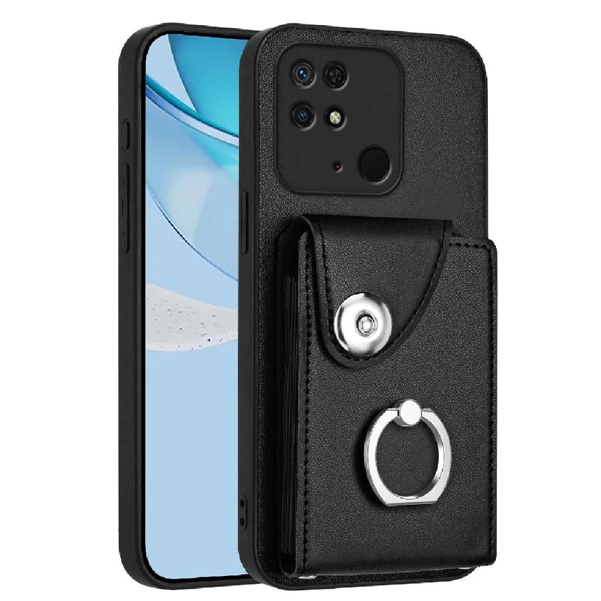 Générique Noir Étui Portefeuille En Similicuir Xiaomi Redmi 10C