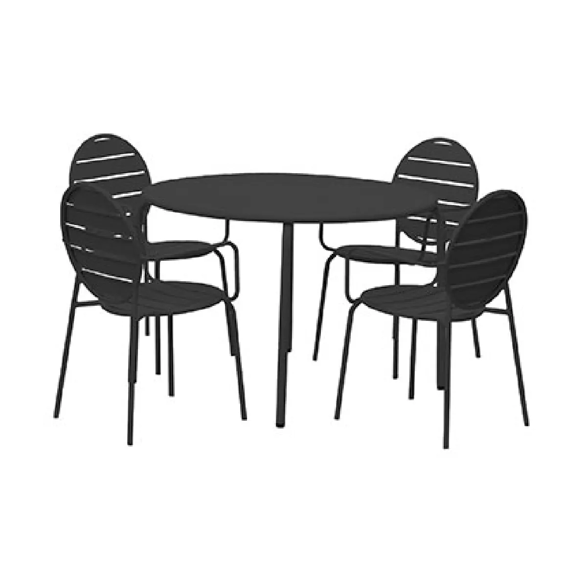 Mes Ensemble table et 4 fauteuils jardin - Gris