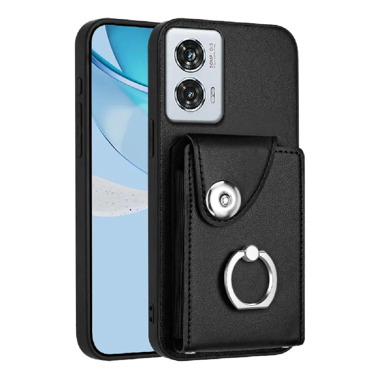 Générique Noir Étui Portefeuille En Similicuir Motorola Moto Edge 50 Fusion