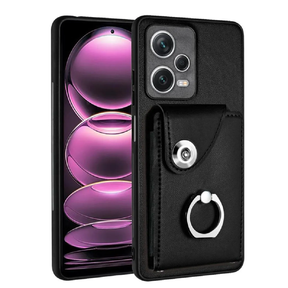 Générique Noir Coque Porte-Cartes En Similicuir Xiaomi Redmi Poco X5