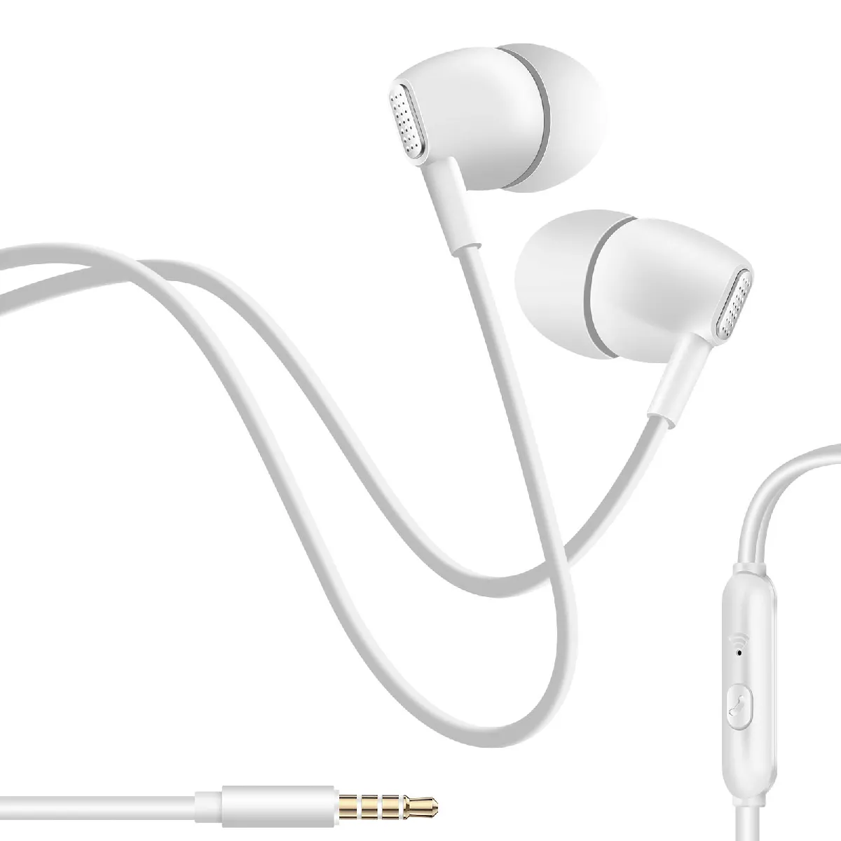 Inkax Blanc Ecouteurs Filaires Jack 3,5 Mm Avec Microphone Intégré - Image 3