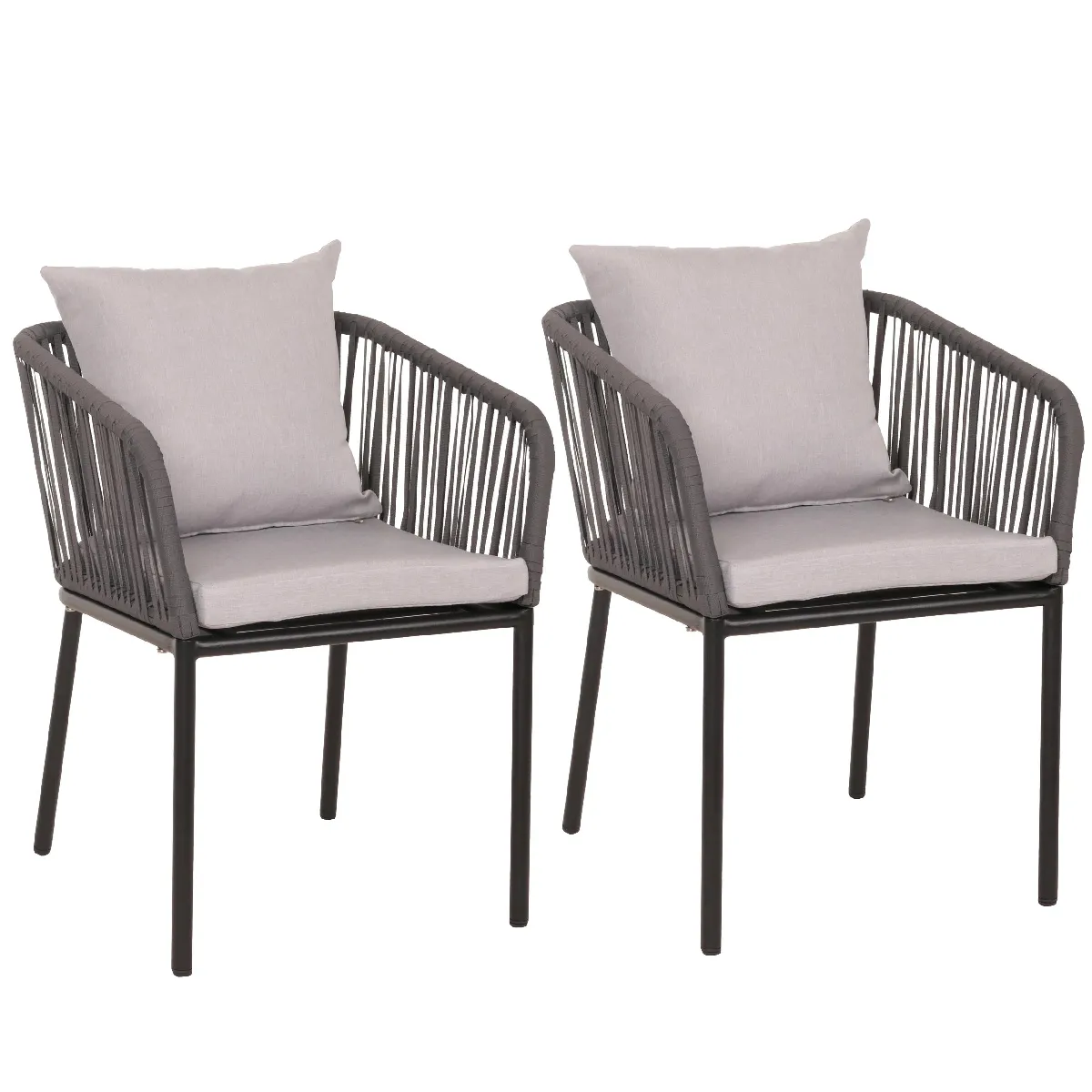 Decoshop26 Lot de 2 chaises de jardin avec accoudoirs - Gris Decoshop26 Lot de 2 chaises de jardin avec accoudoirs - Gris