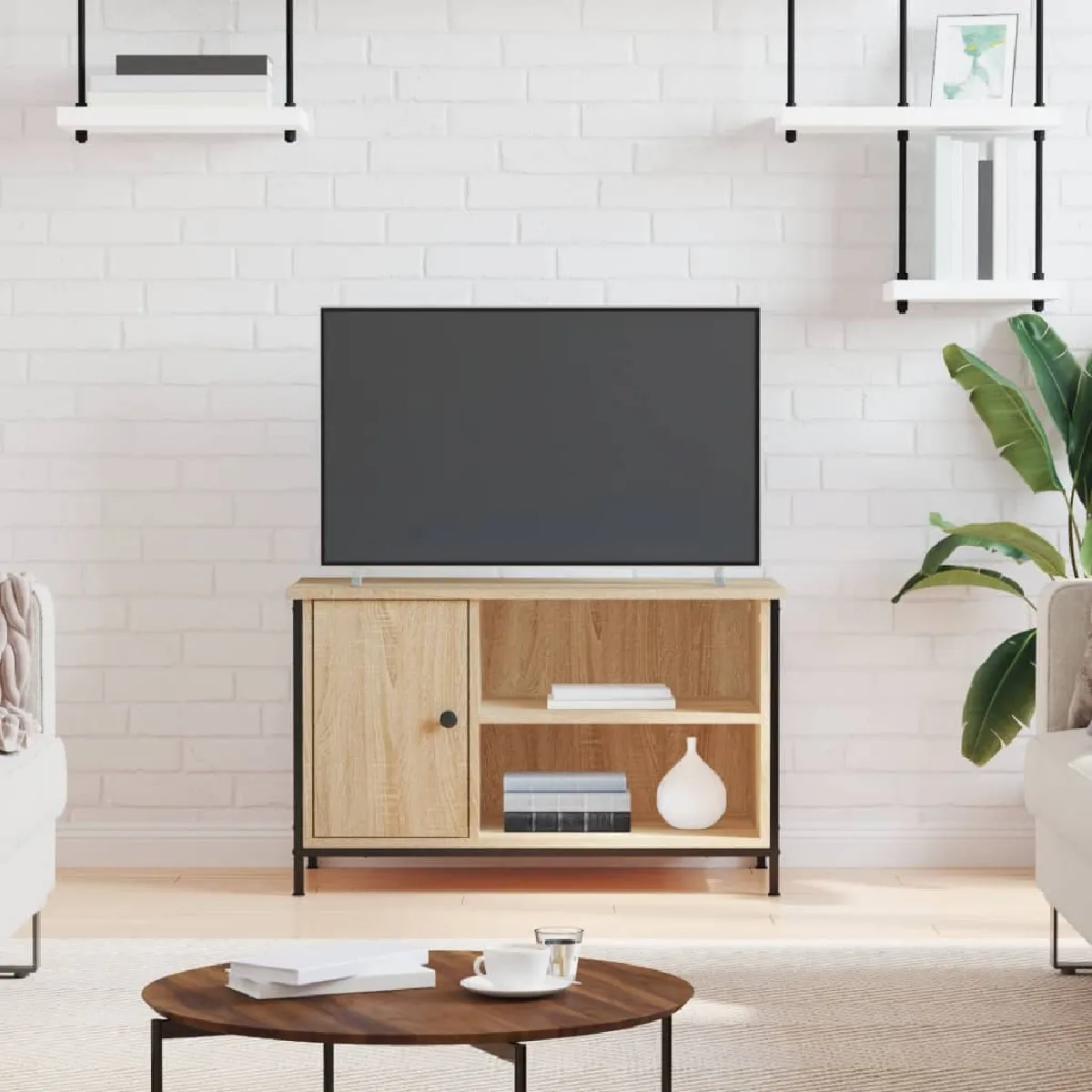 Vidaxl Meuble TV Chêne sonoma 80x40x50 cm Bois d'ingénierie