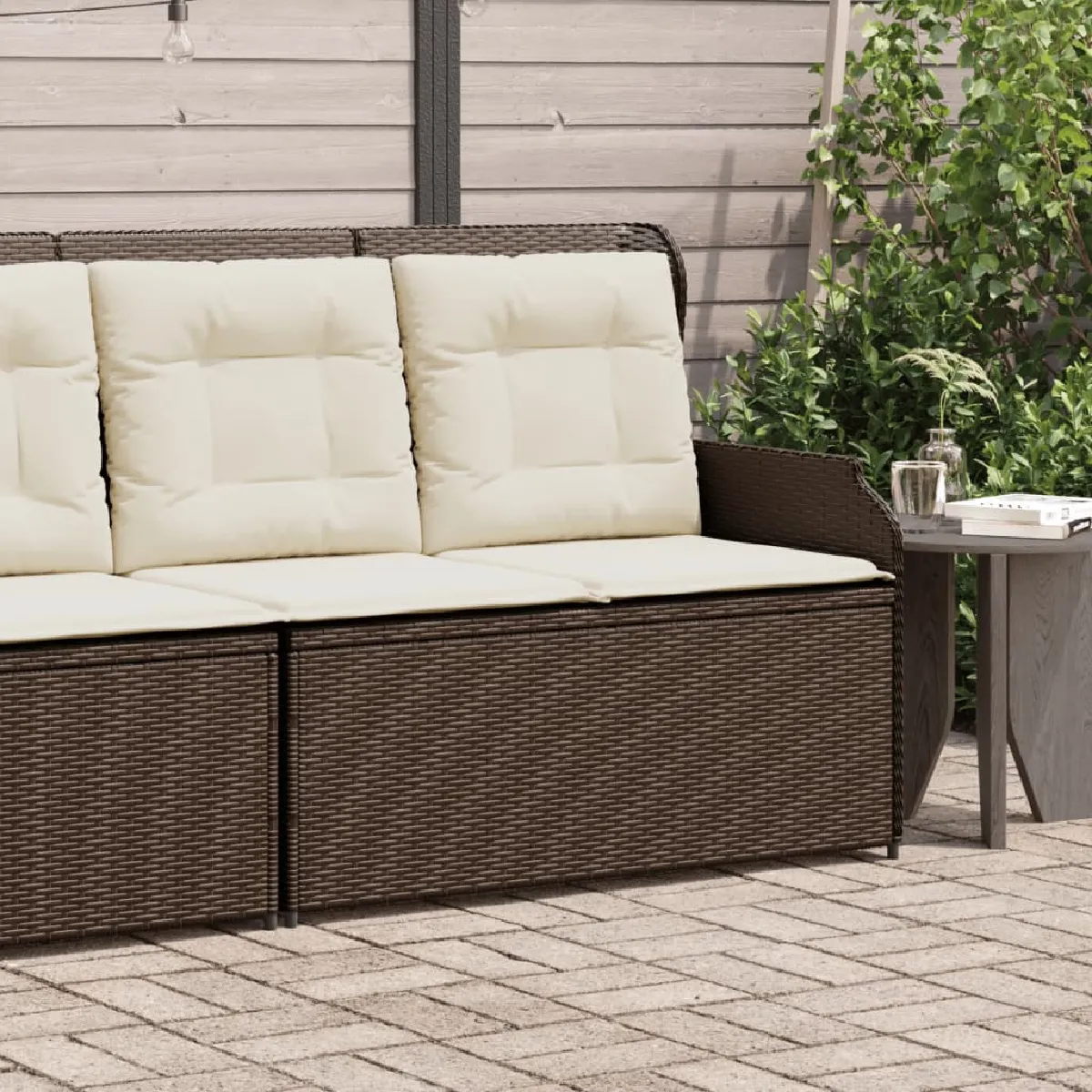 vidaXL Banc inclinable de jardin avec coussins résine tressée - vue 8