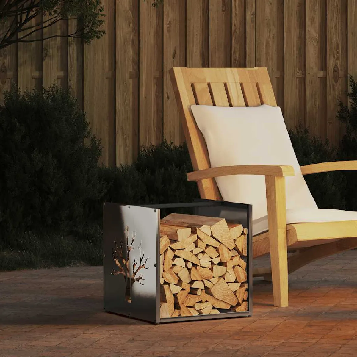 vidaXL Portant de bois de chauffage 40x40x40 cm acier inoxydable 864247 - vue 2