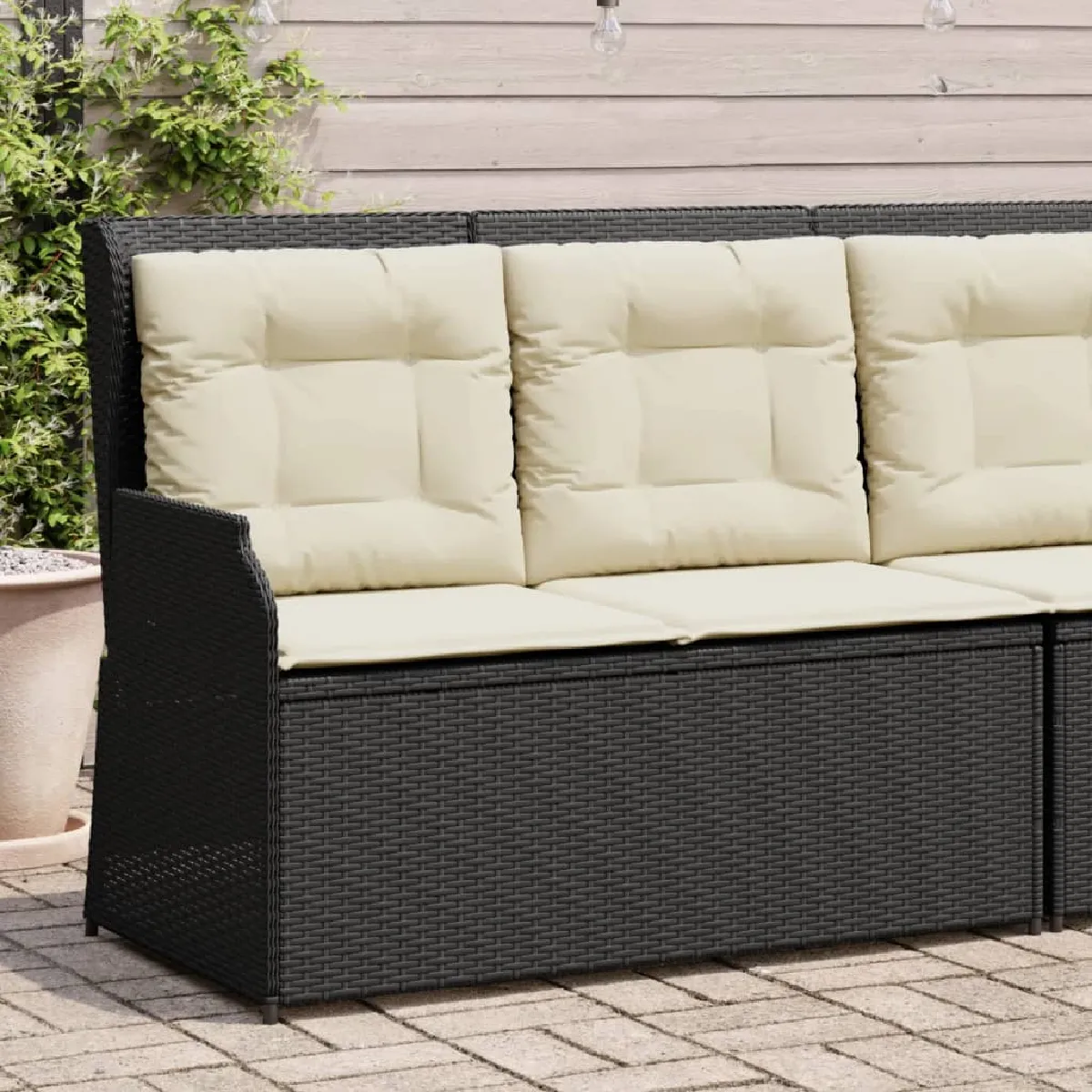 vidaXL Banc inclinable de jardin avec coussins résine tressée - vue 3