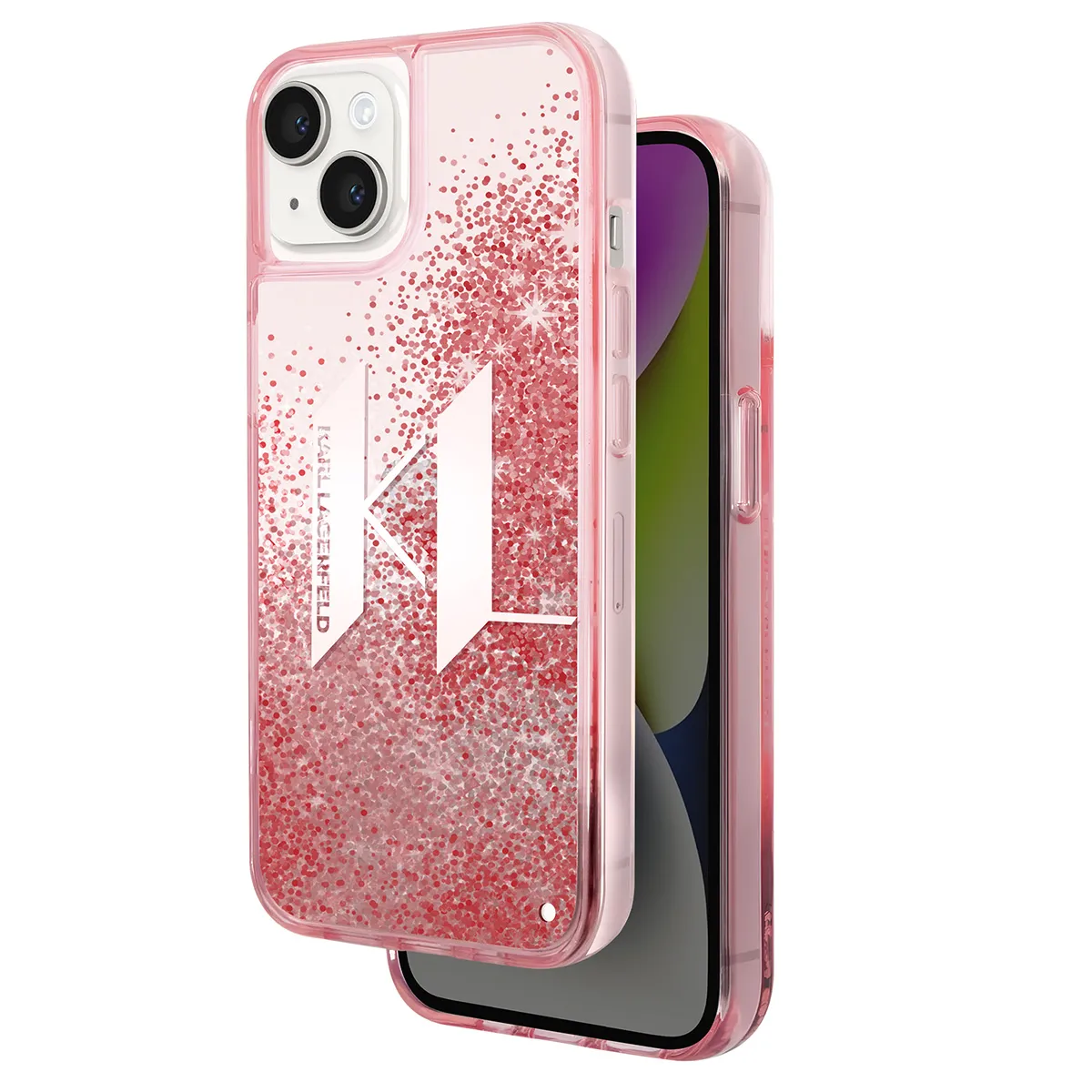 Karl Lagerfeld Rose Coque Pour Apple Iphone 14 Glitter Kl Paillettes Flottantes - Neuf - Image 3