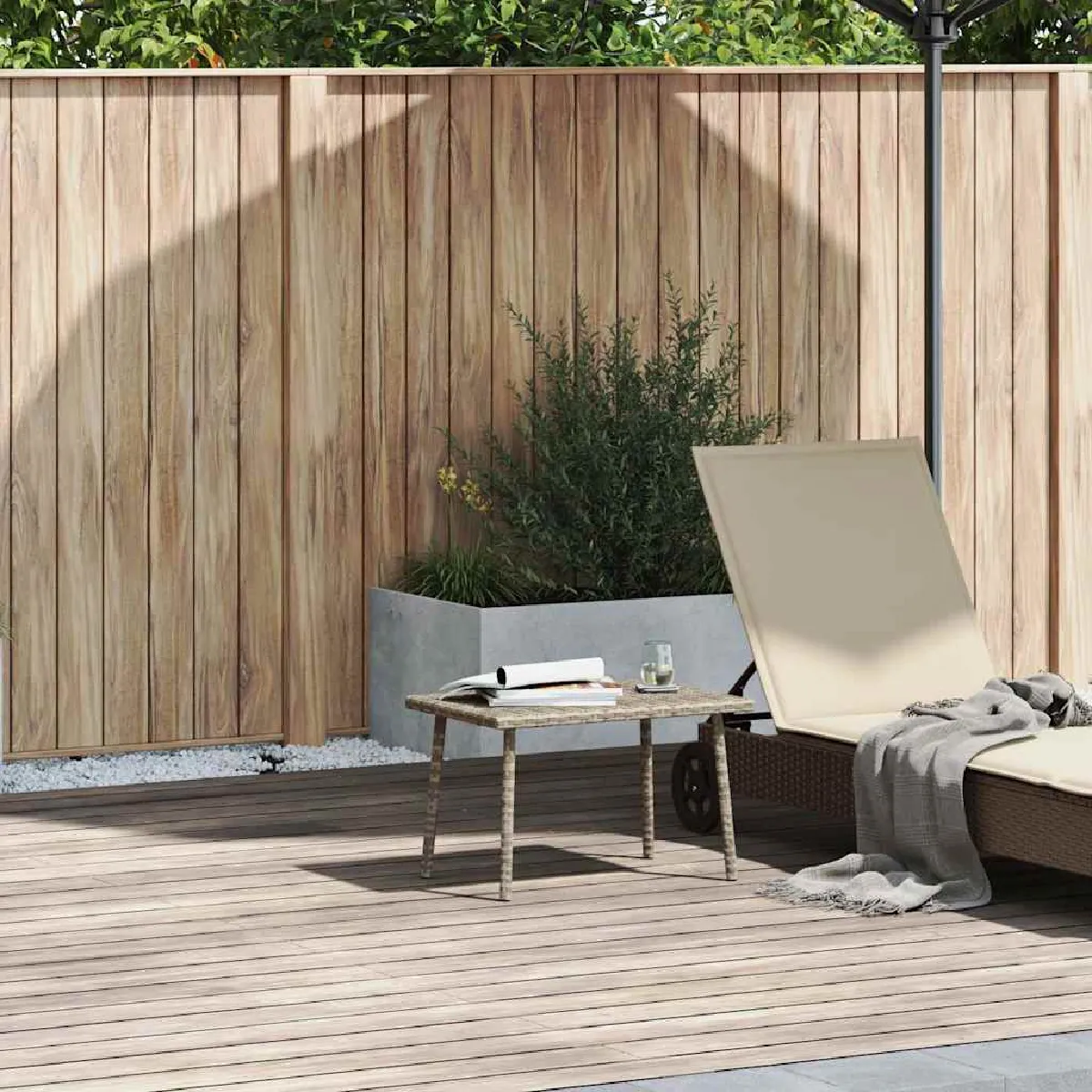 VIDAXL - Table basse de jardin - Rectangulaire - Gris clair - Image 3