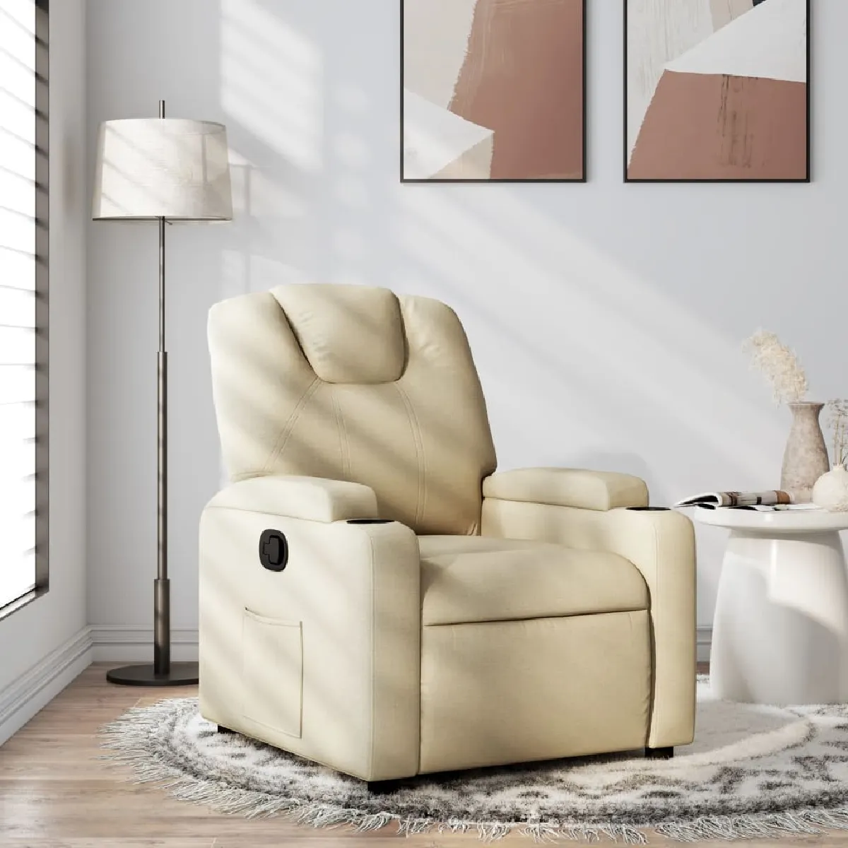 Non Communiqué Jaune Fauteuil Inclinable Crème Tissu - Image 3