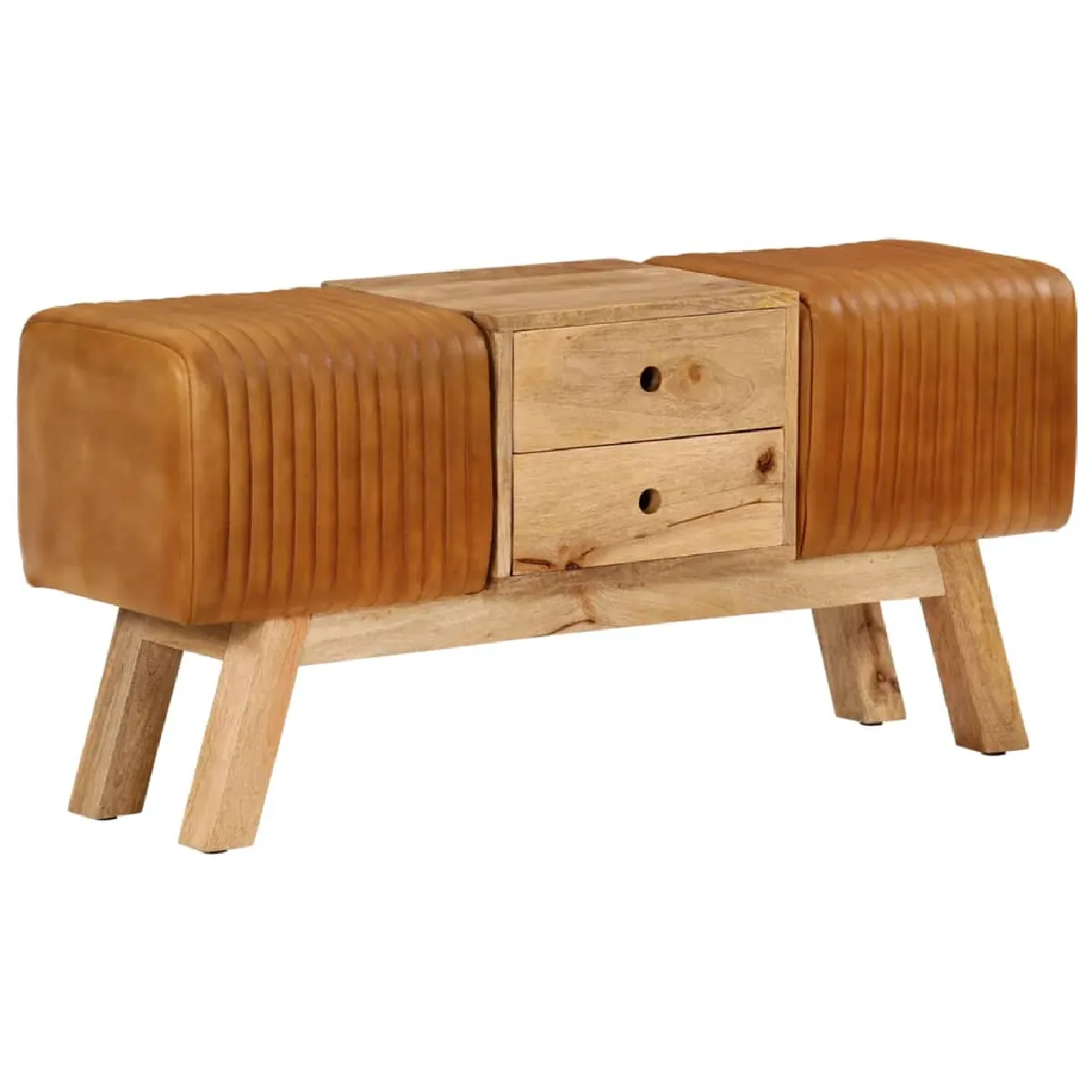 Vidaxl Marron Banc De Bok 107 Cm Cuir De Chèvre Véritable