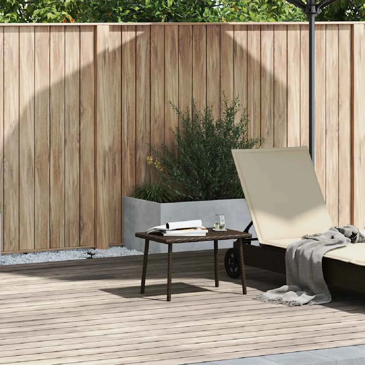 vidaXL Table basse de jardin rectangulaire marron 60x40x37 cm rotin