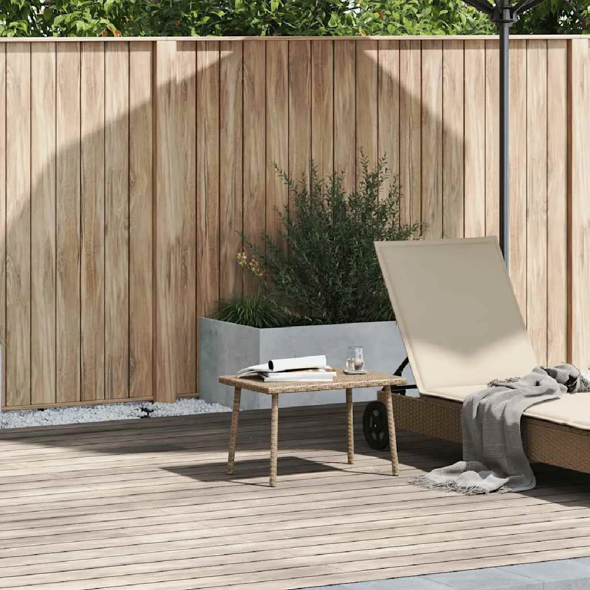 vidaXL Table basse de jardin rectangulaire beige 60x40x37 cm rotin
