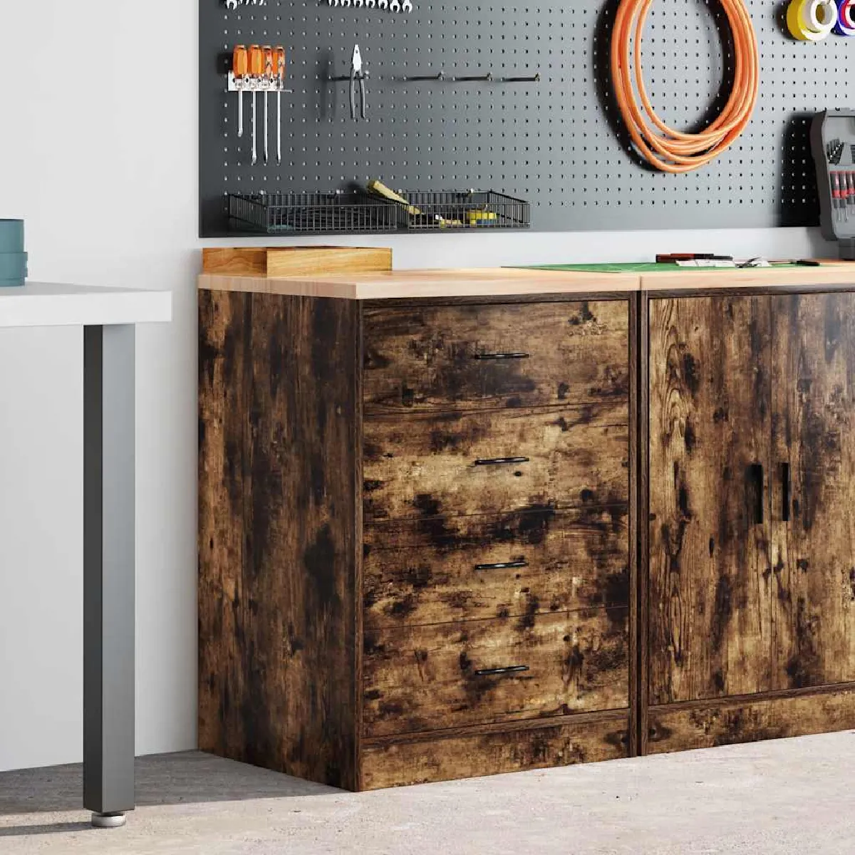 vidaXL Armoire de rangement de garage Chêne fumé 60x51x85 cm
