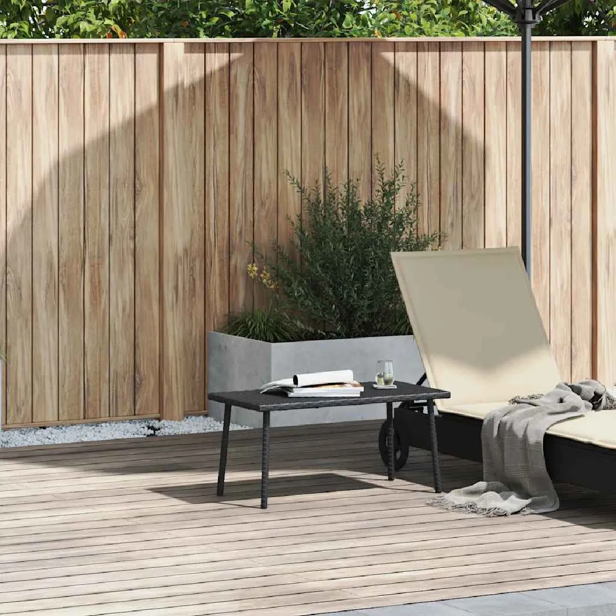Vidaxl Table basse de jardin rectangulaire beige 80x40x37 cm rotin