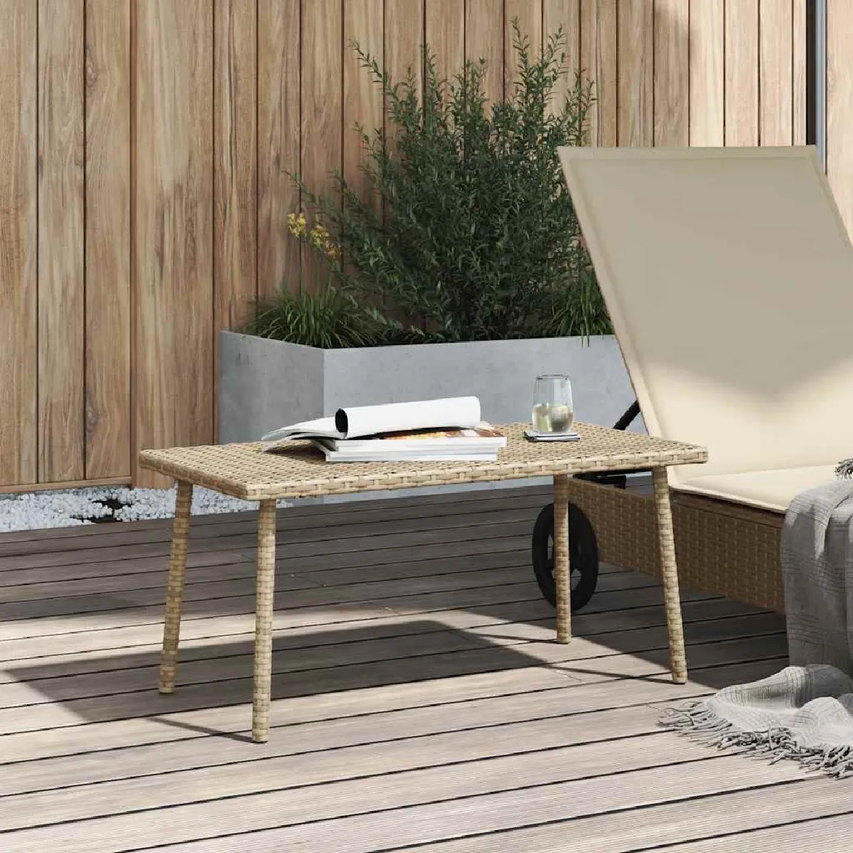 Vidaxl Table basse de jardin rectangulaire noir 80x40x37 cm rotin - vue 2