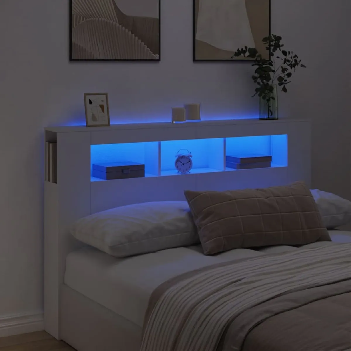 vidaXL Tête de lit à LED 160x18 5x103 5 cm bois d'ingénierie