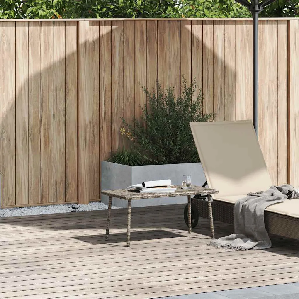 vidaXL Table basse de jardin rectangulaire 80x40x37 cm rotin - vue 2