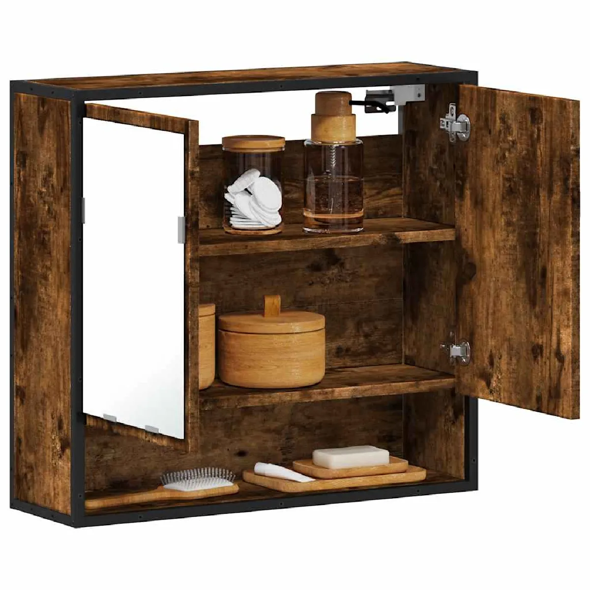 vidaXL Armoire à miroir 65x20x60 cm - Chêne Fumé