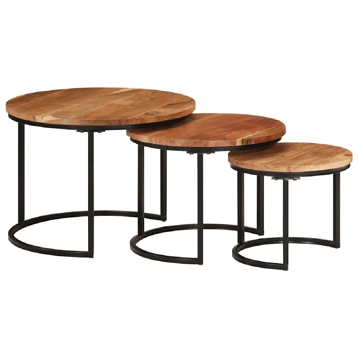 VIDAXL - Tables Gigognes - Bois Massif d'Acacia - Ensemble de 3 - Image 2