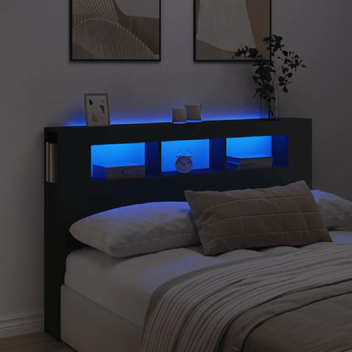 vidaXL Tête de lit à LED 160x18 5x103 5 cm bois d'ingénierie