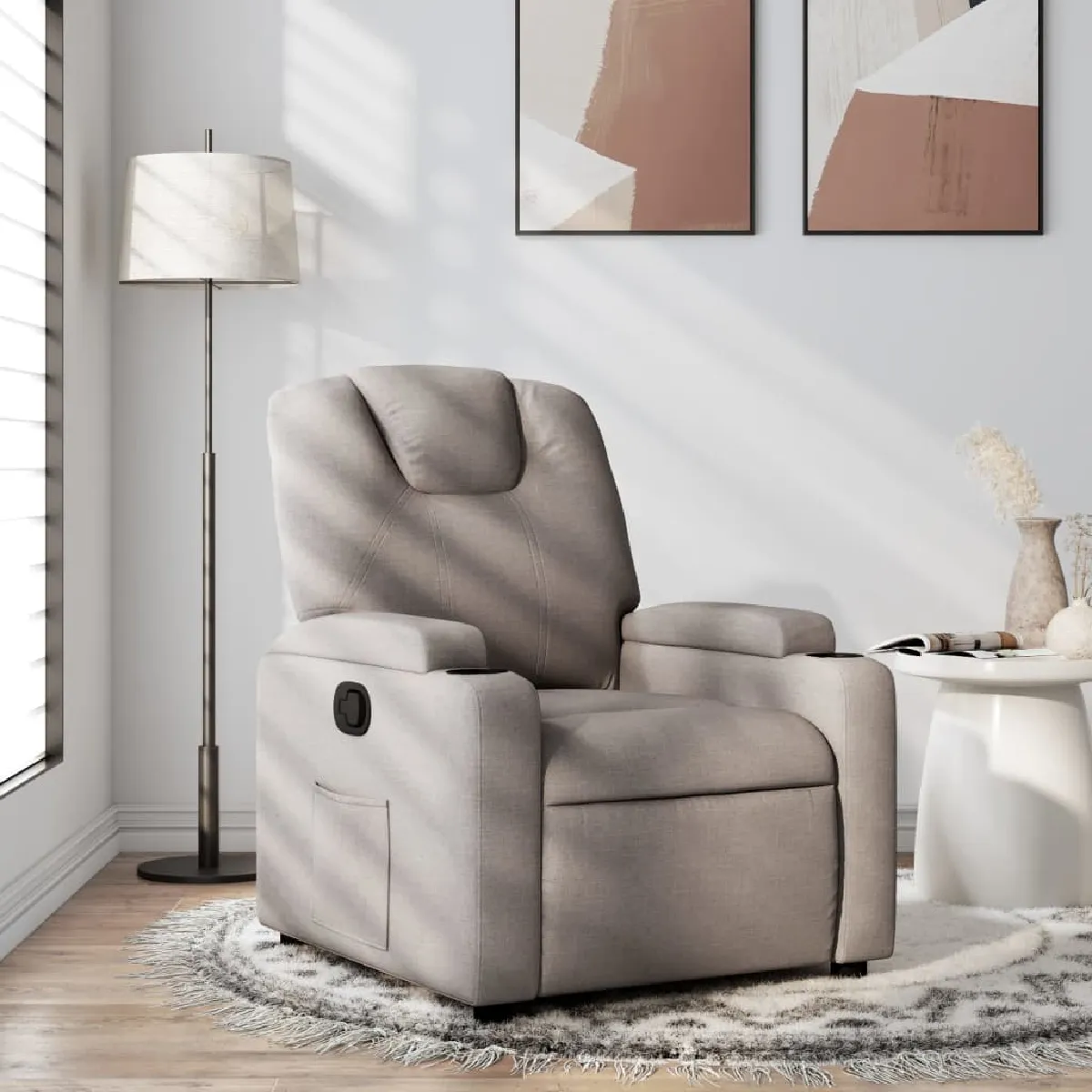 Non Communiqué Gris Fauteuil Inclinable Taupe Tissu - Image 3