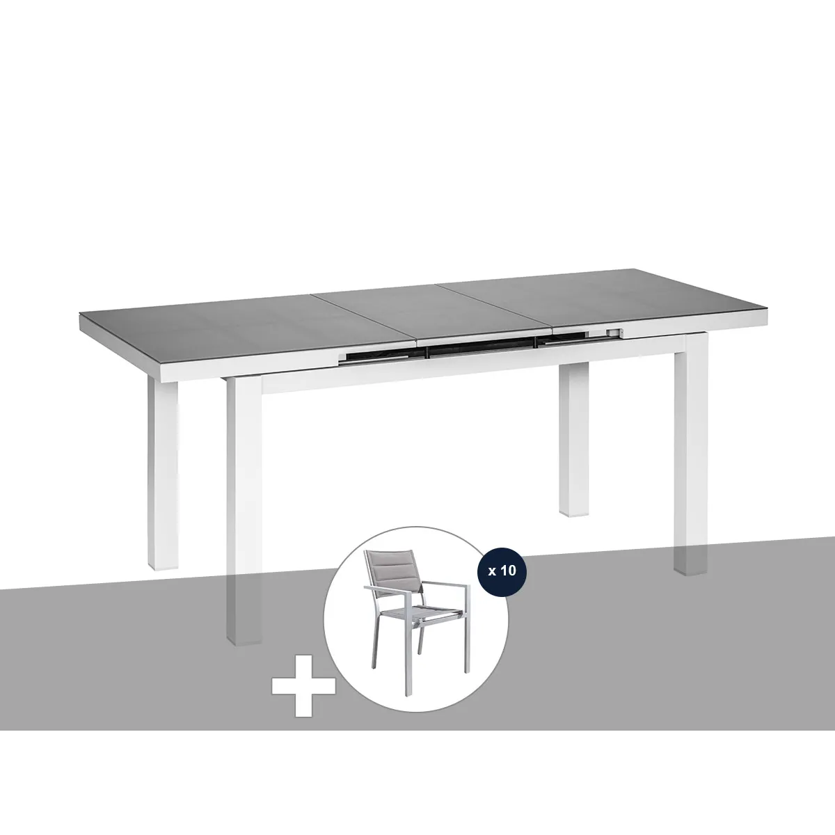 JardiLINE Table et chaises de jardin Ibiza - Gris perle