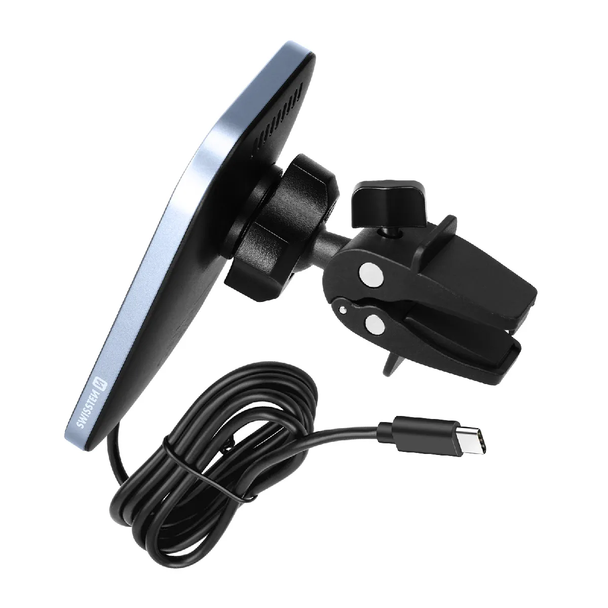 Swissten Noir Support Voiture Magsafe Pour Iphone Charge Rapide 15W Grille D'aération
