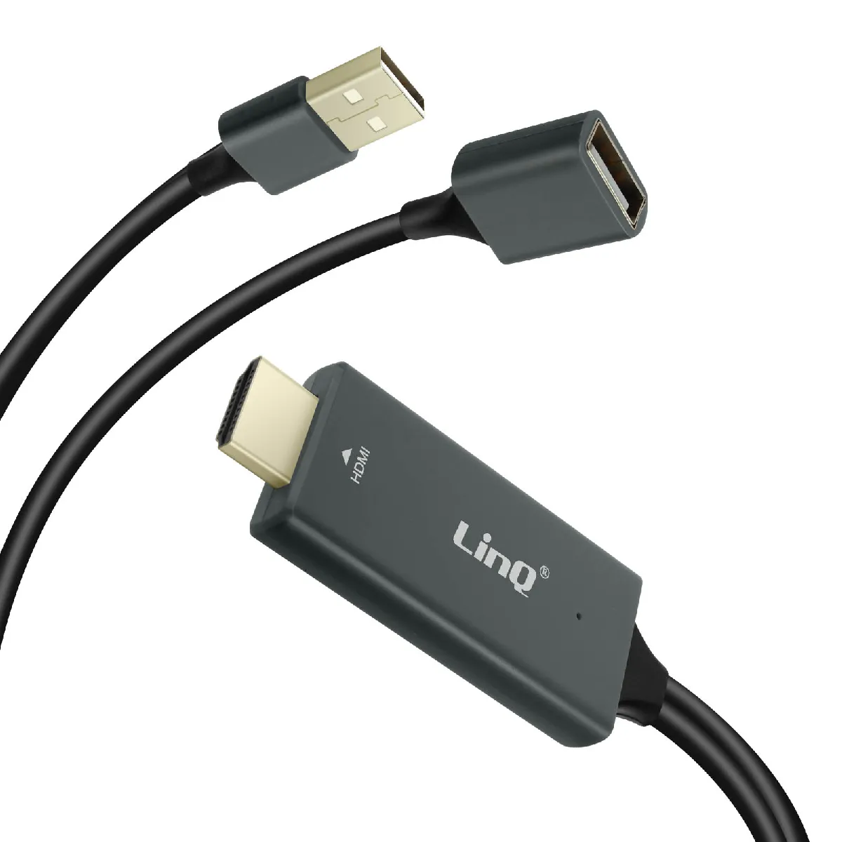 Linq Gris Adaptateur Hdmi + 1X Connecteur Usb Mâle Et 1X Port Usb Femelle