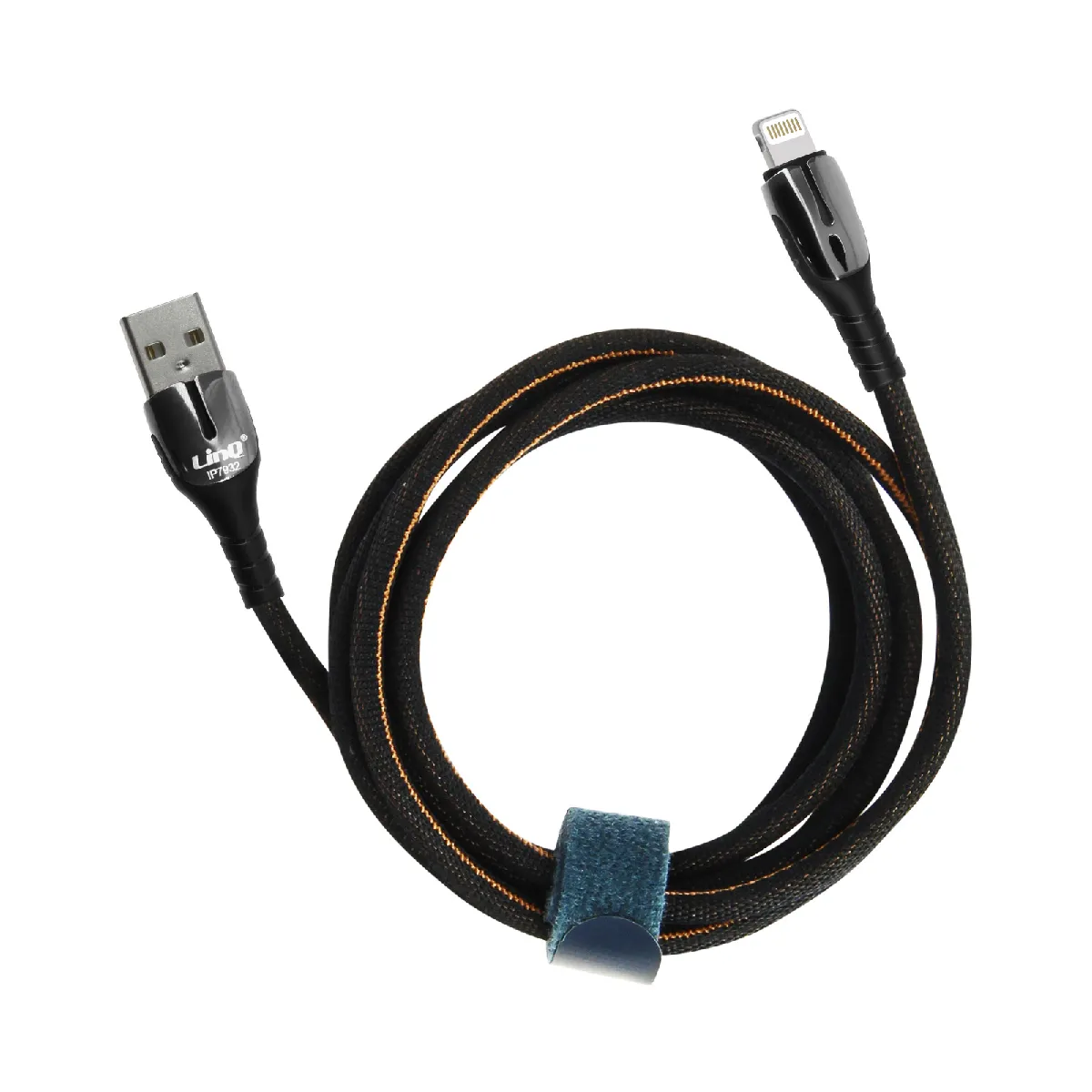 Linq Noir Câble Pour Iphone Lightning 1.2M 20W Charge Rapide Témoin De Charge Lumineux