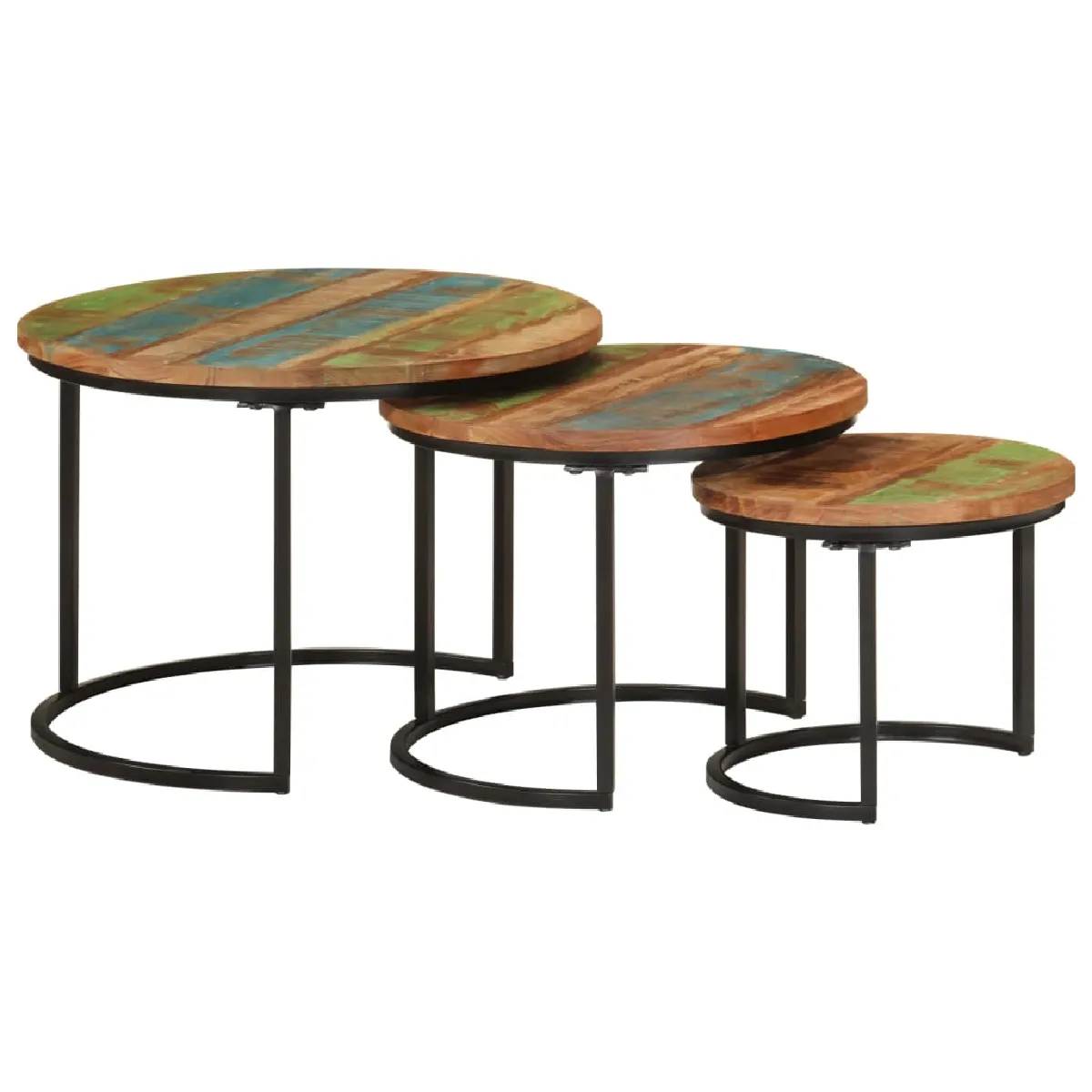 vidaXL Tables gigognes 3 pcs bois massif de récupération