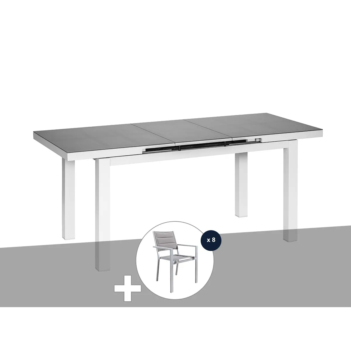 JardiLINE Table et chaises de jardin Ibiza - Gris perle