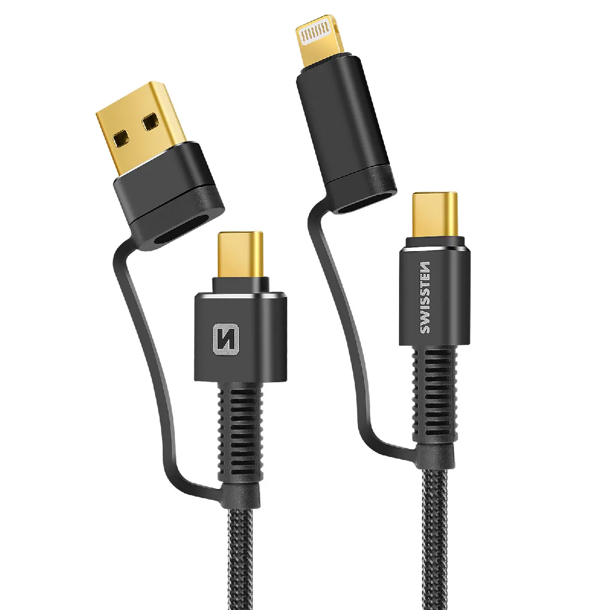 Swissten Gris Câble Usb + Usb-C 60W 1,5M