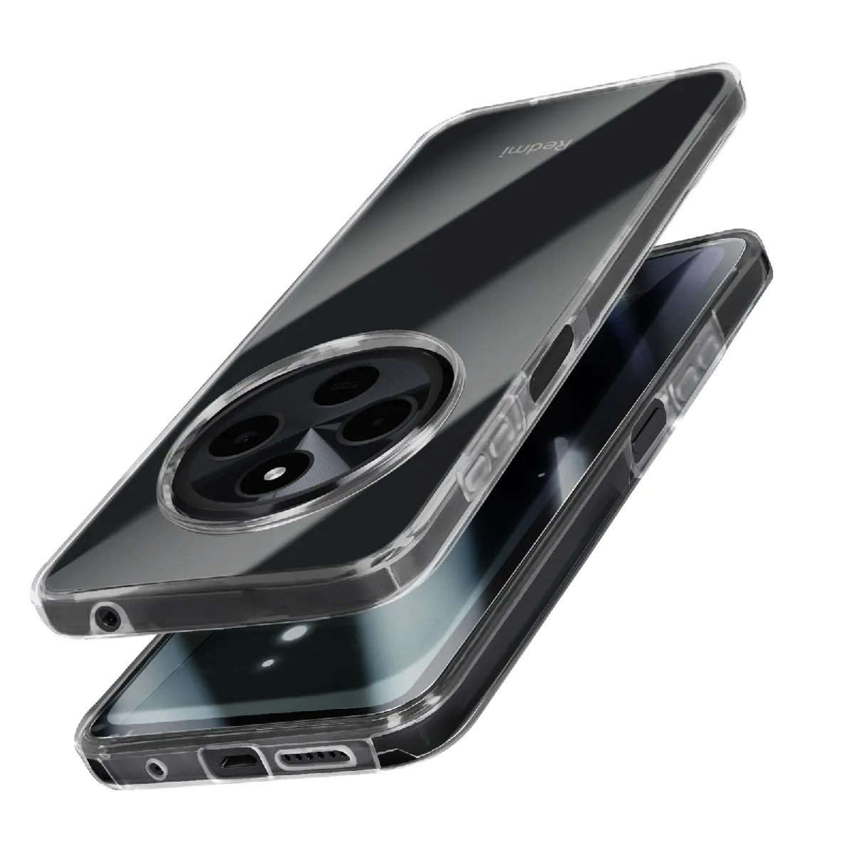 Avizar Coque Intégrale Pour Xiaomi Redmi 14C Tactile Bord Caméra Surélevé Transparent