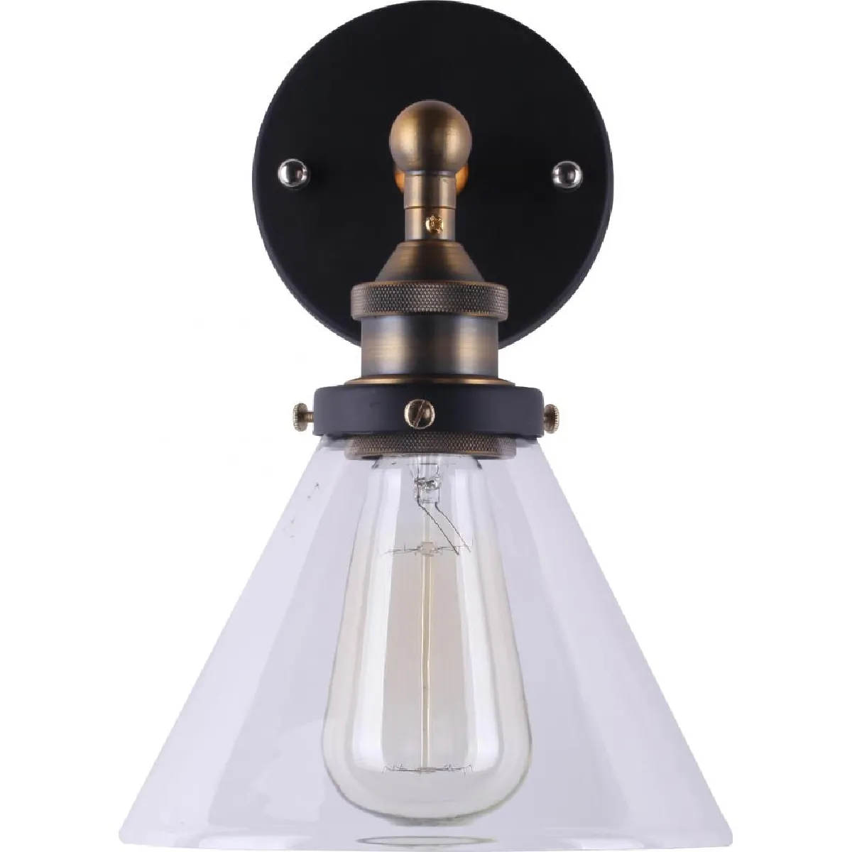 Lampe murale avec abat-jour cristal Edison acier Bronze