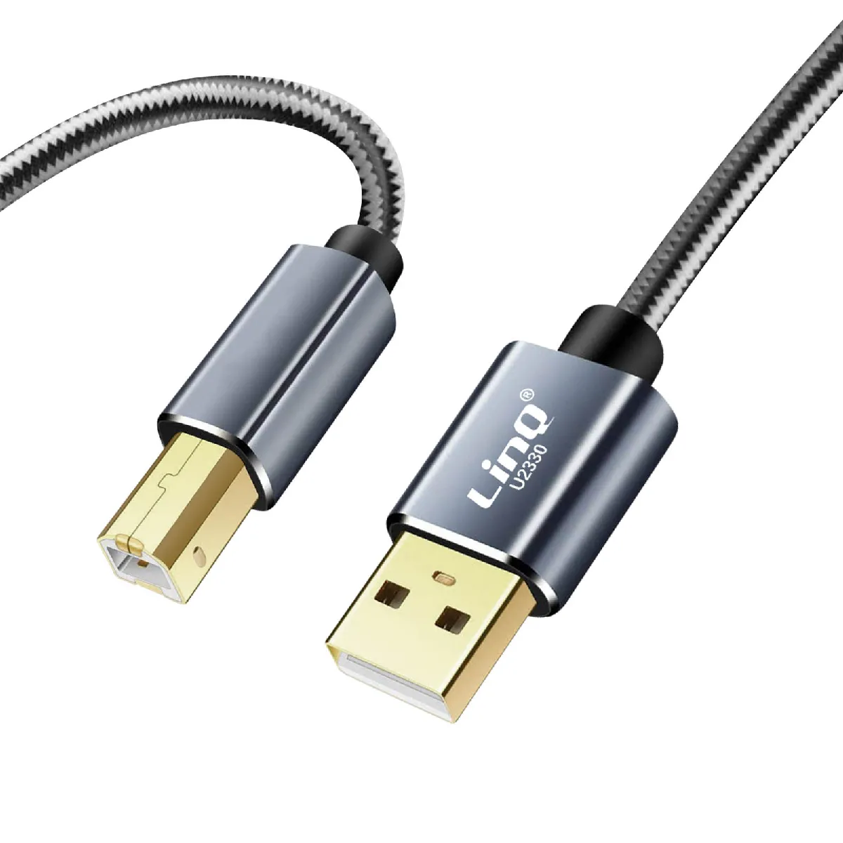 Linq Noir Câble Usb-A 2.0 Vers Usb-B 2.0 Transfert Rapide Et Stable Nylon Tressé 3M - Neuf - Image 2