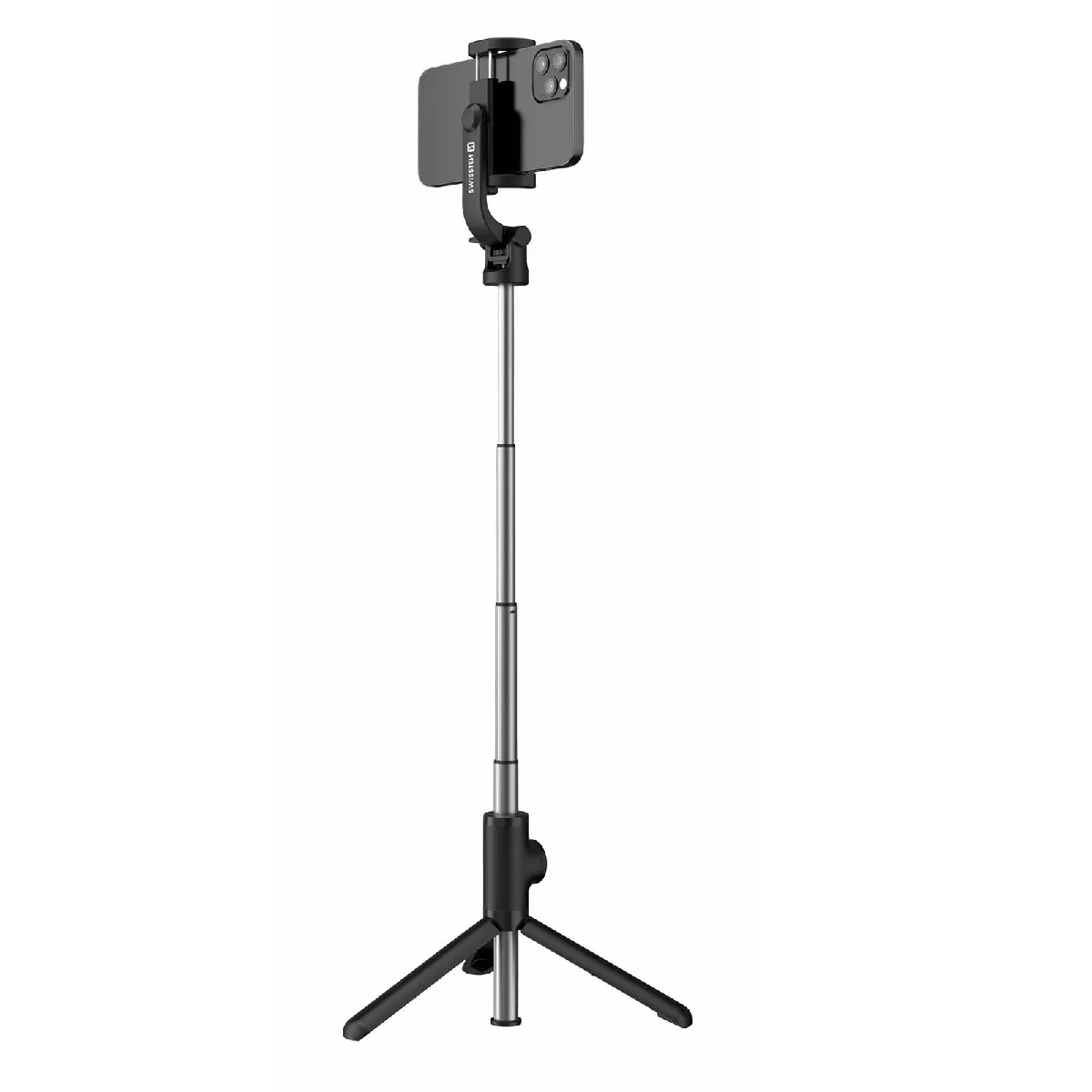 Swissten Noir Perche À Selfie Bluetooth 2En1 Trépied Extensible Tête Rotative - Image 4
