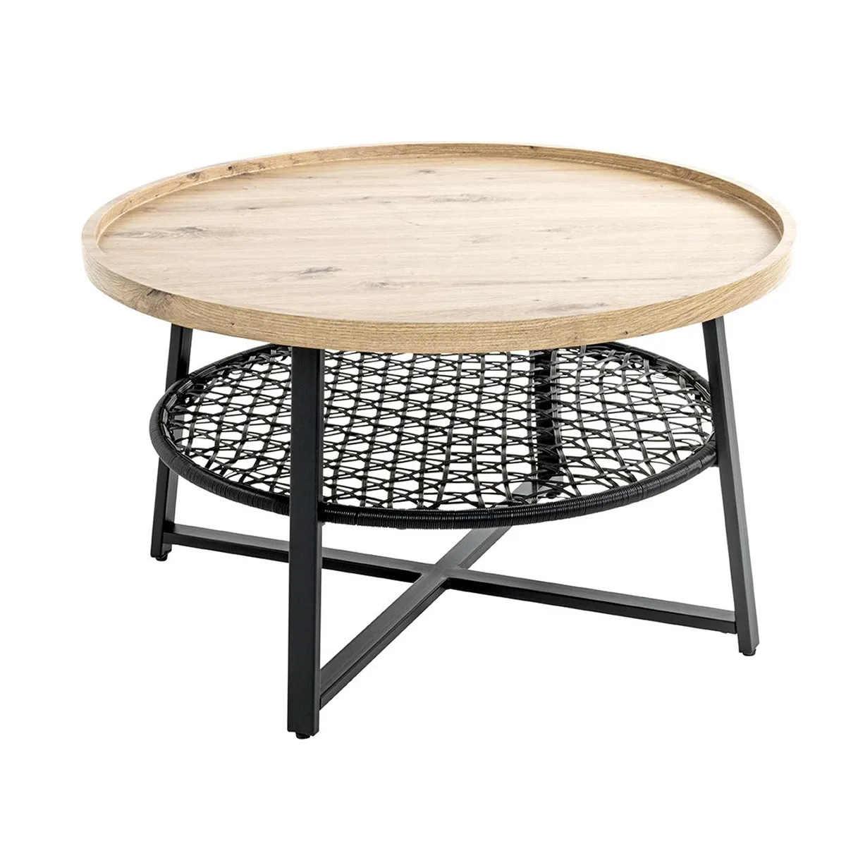 Meilleurs prix pour pegane Table Basse Ronde Chêne/Métal