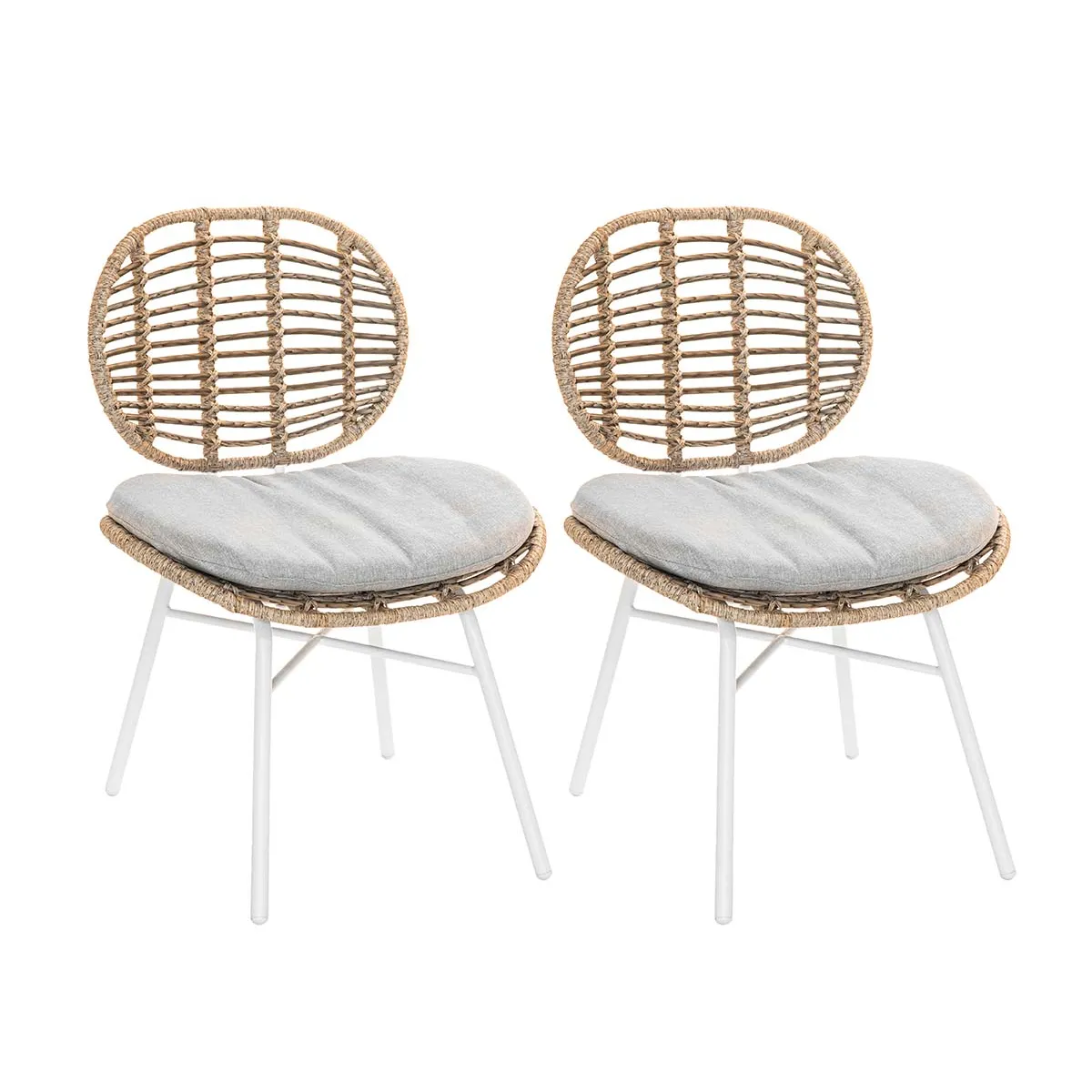 JARDILINE Lot de 2 Chaises FLORES Blanc JARDILINE Lot de 2 Chaises FLORES Blanc