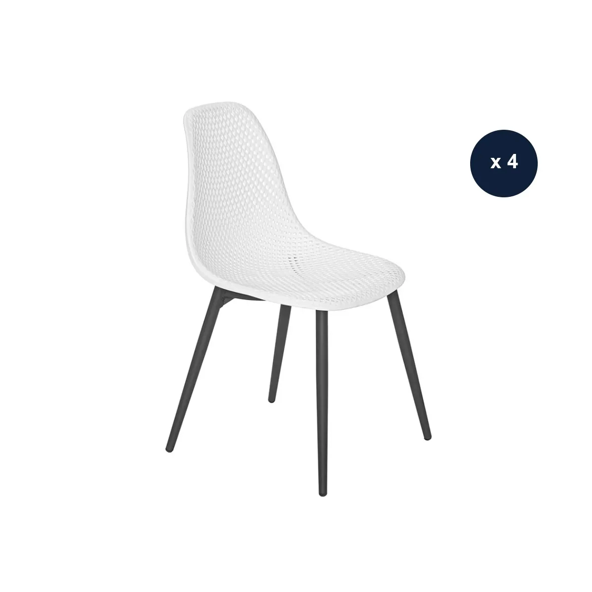 Chaises jardin Malte - Blanc - Lot de 4 Chaises jardin Malte - Blanc - Lot de 4