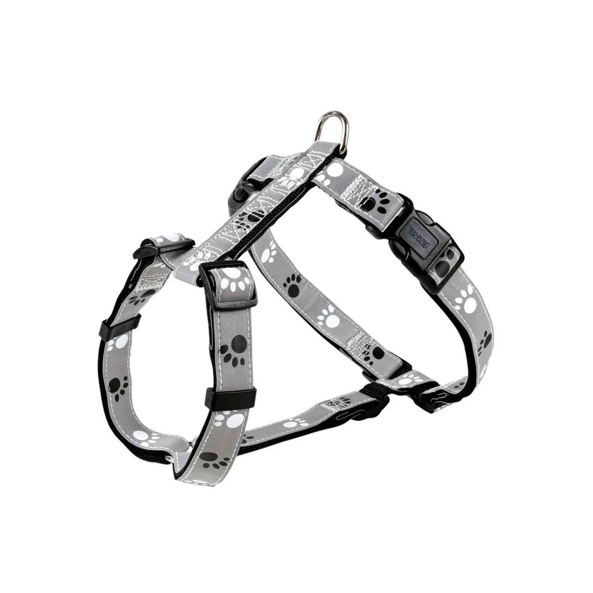 TRIXIE Silver Reflect Harnais H - M-L: 50-75 Cm/25 Mm, Noir/Gris Argent