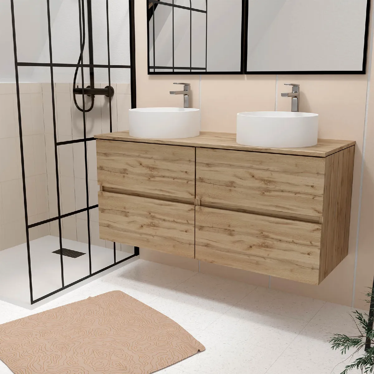 AURLANE Timber Meuble Salle de Bain - Chêne Naturel