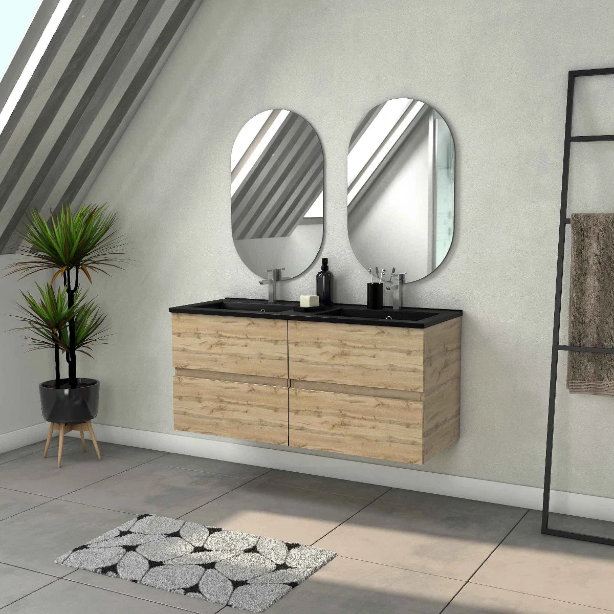 AURLANE TIMBER - Meuble salle de bain 120 cm