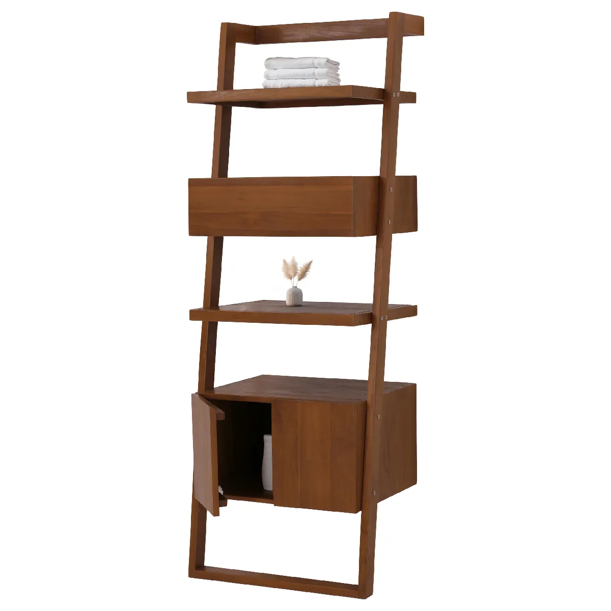 Mendler Colonne de salle de bain teck - Marron
