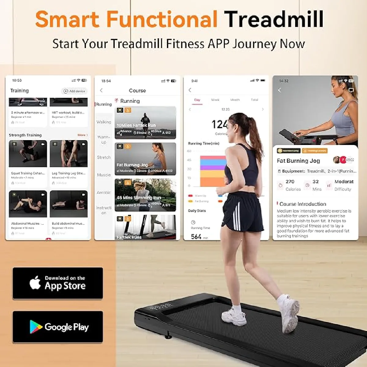 DeerRun Tapis De Course Pliable Intelligent Avec APP – Multi-Joueurs, Cours Guidés & Compatible Wearables