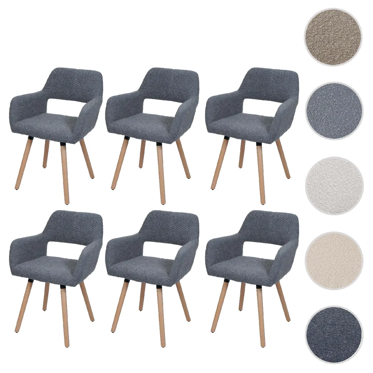 Mendler Gris Lot De 6 Chaises A50 Ii - Foncé