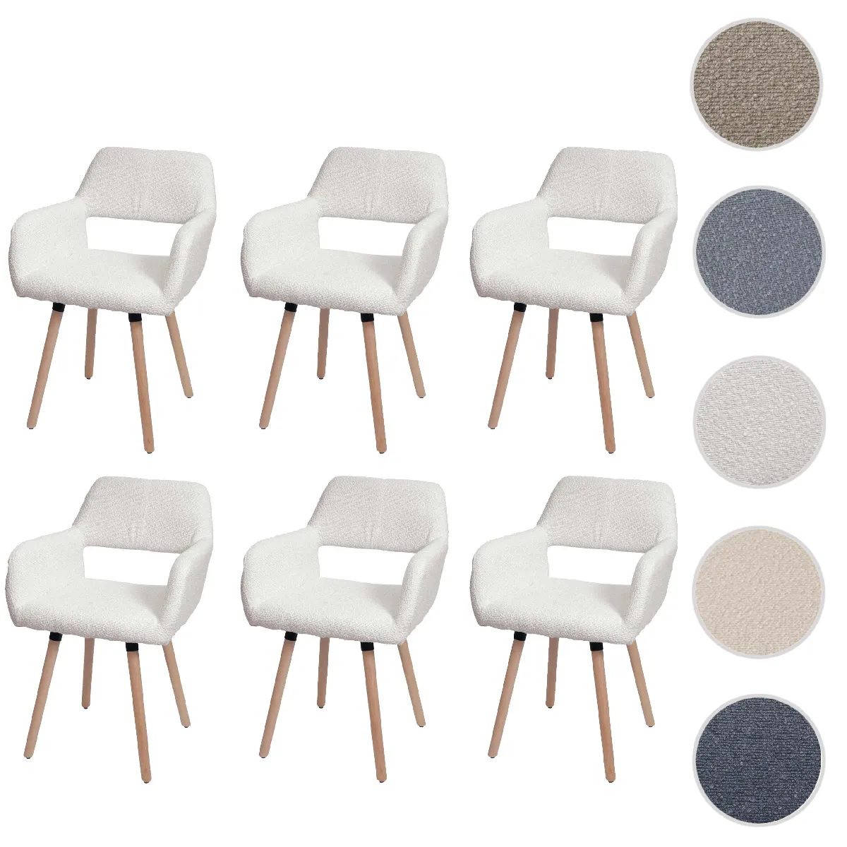Mendler Chaises Hwc-A50 Ii - Lot De 6 - Crème
