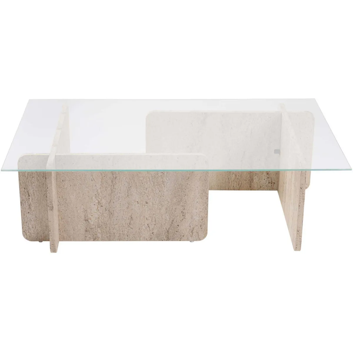Comparer les prix de Hanah Home Table basse Flavio Verre Travertine