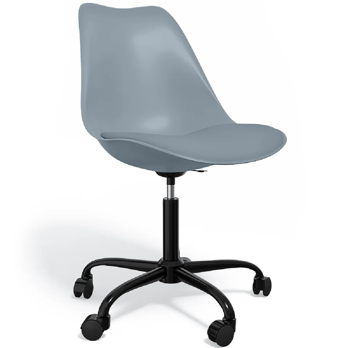 Chaise de bureau avec roulettes - Chaise de bureau pivotante - Structure noire Tulip Gris clair